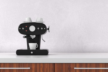 Espresso Maschine on white wall