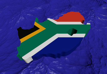 South Africa map flag in abstract ocean illustration