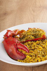 Clawed Lobster with yellow rice
