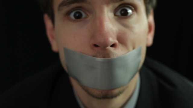 Frightened kidnapped hostage