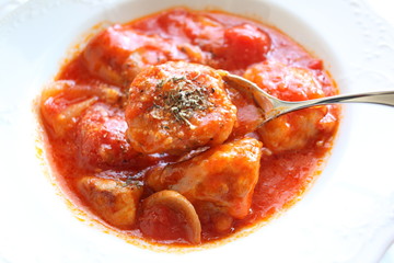 italian food, tomato and chicken stew