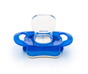 blue pacifiers isolated on white with clipping path