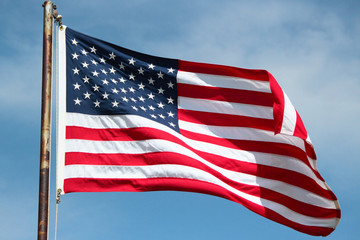 American Flag On Windy Day