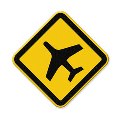 beware airport sign with plane