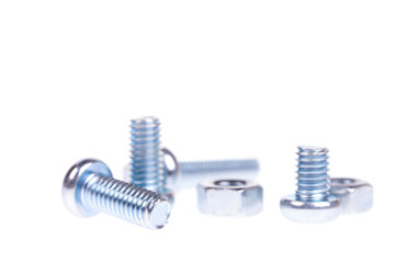 Screw and nut isolated on white background