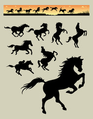 Horse Running Silhouettes 1