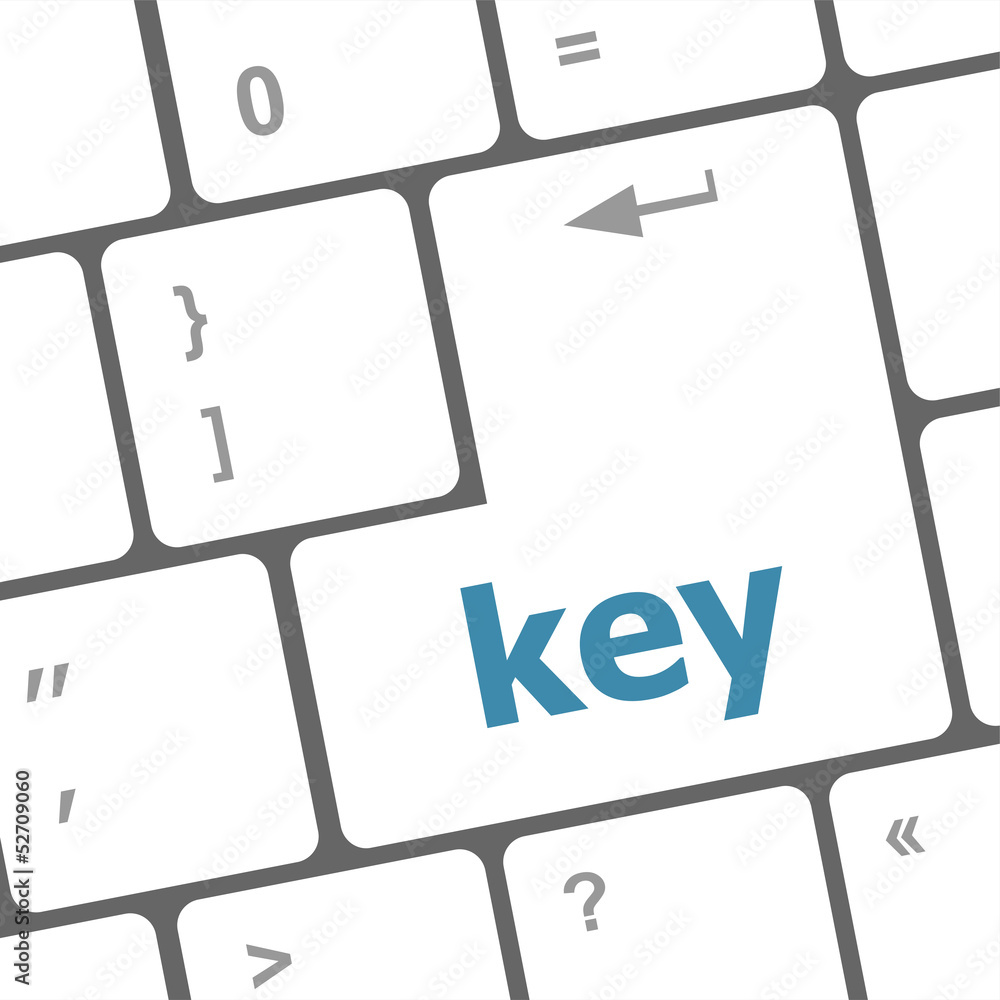 Aufkleber key word on computer key or button