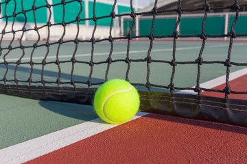 Tennis court with ball closeup