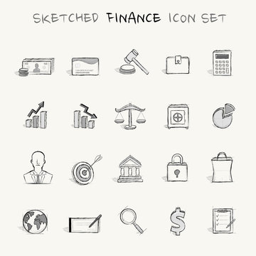 Sketched finance icon set