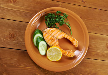 grilled salmon steak