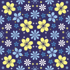 Night flowers seamless pattern
