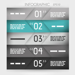 turquoise infographic five oblique options in middle