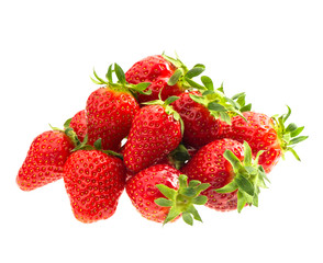 red strawberries isolated on white