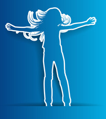 abstract silhouette jump girl background
