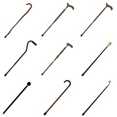 collection of 3d renders - canes