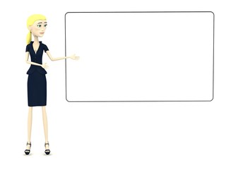 3d render of businesswoman with empty board