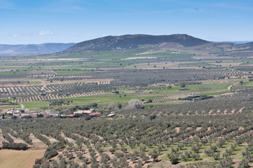 Typical small town in La Mancha, Spain