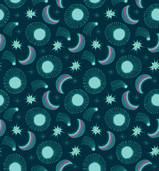 Pattern with sun, moon and stars