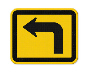 A yellow arrow sign