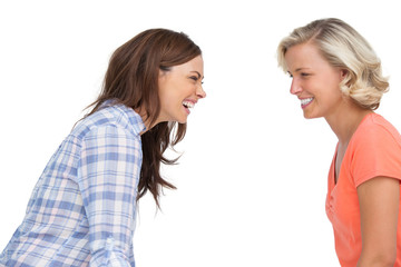 Two friends laughing together