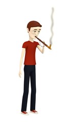 3d render of cartoon character smoking indian pipe