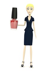 3d render of cartoon character with nailpolish