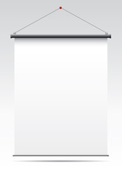 Blank roll up banner on a gray background