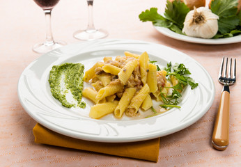 Maccheroni al pettine con sugo di pesce gatto - Italian pasta