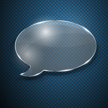 Speech Bubble From Glass On Blue Fluted Background