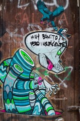 BARCELONA - MARCH 22: Street art at El Born district