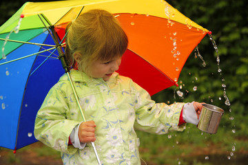 girl with an umbrella in the rain