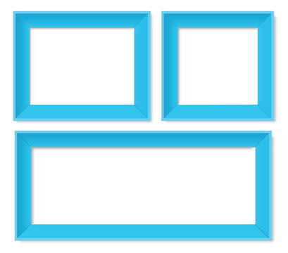 Set of blue photo frames