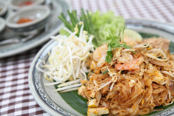 Thai food padthai fried noodle with shrimp