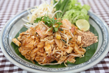 Thai food padthai fried noodle with shrimp