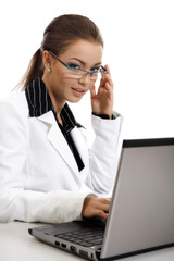 Young businesswoman working with computer