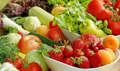 Organic fruits and vegetables - raw food (vegan food)