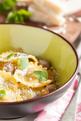 Cute meat ravioli dish ready to eat