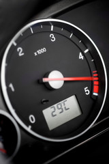 Diesel car tachometer, when driving at high speed. The red indicator on the tachometer approaches...