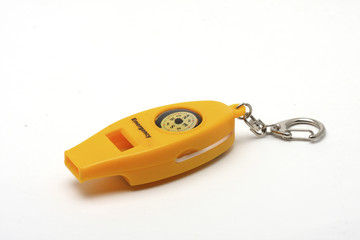 Emergency whistle with compass and chain