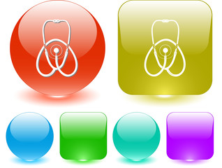 Stethoscope. Vector interface element.