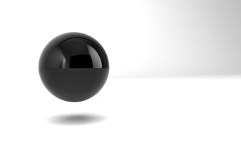 black glossy sphere isolated on white background