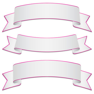 Set of white bands with pink edges