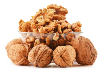 Composition with hazelnuts isolated on white