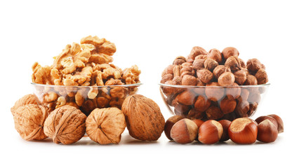 Composition with nuts isolated on white