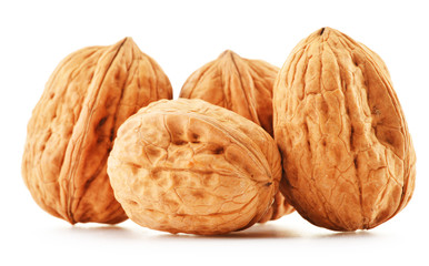 Composition with walnuts isolated on white