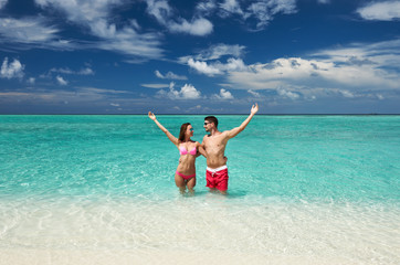 Couple on a beach at Maldives