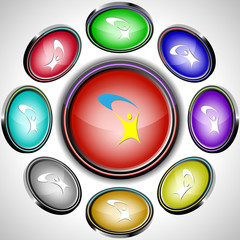 Little man. Vector internet buttons. 8 different projections.