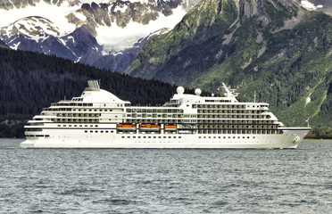 Cruise ship leaving Seward in Alaska