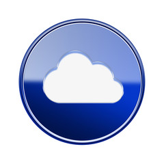 Cloud icon glossy blue, isolated on white background