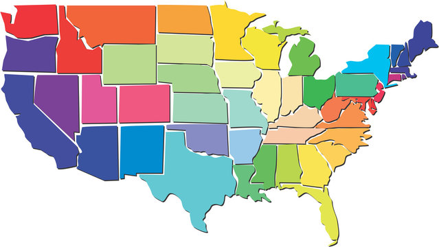 Colorful USA map